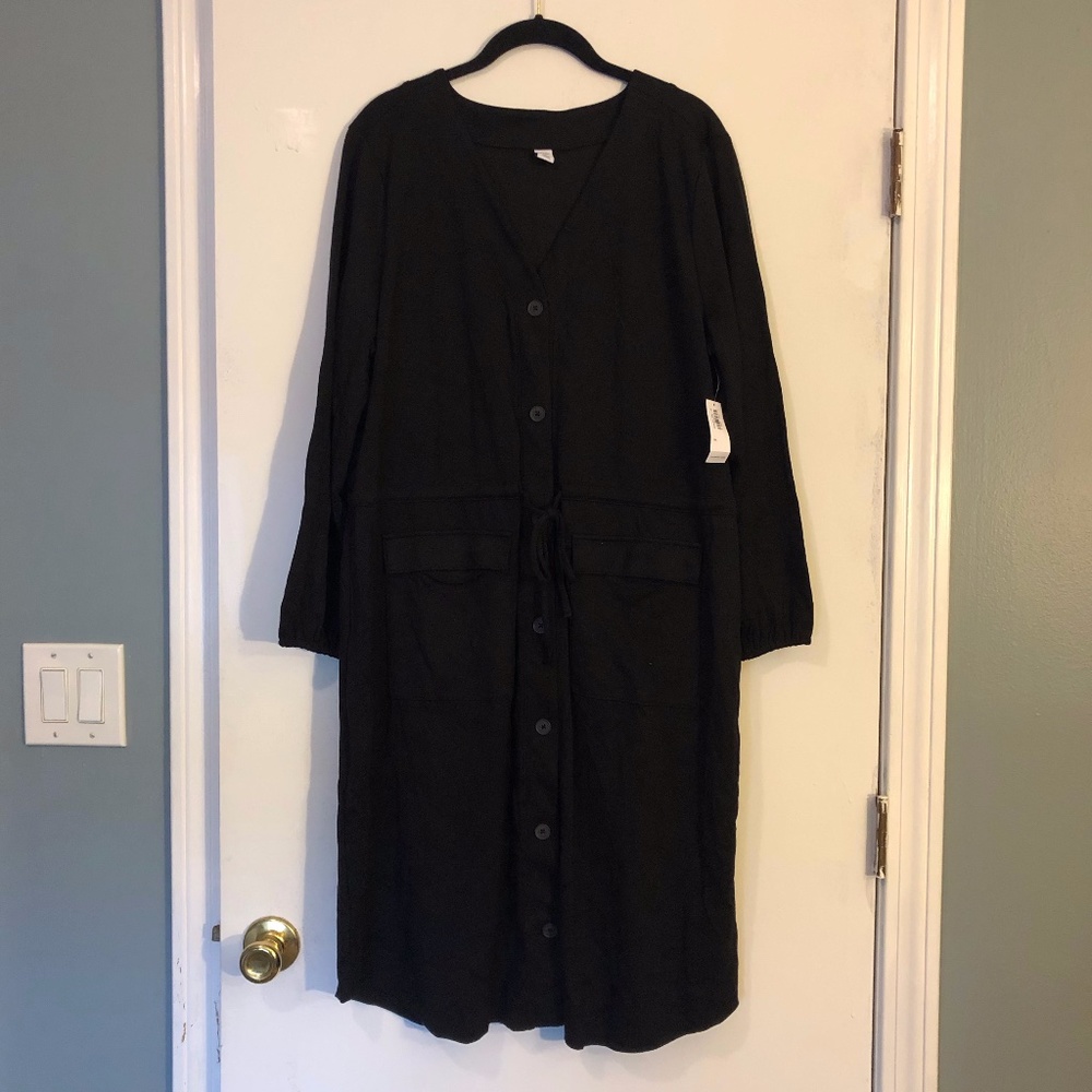 NWT Old Navy Faux Button Black Dress, XL